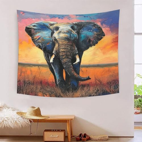 ICFGHJQRS Elephants 3D-Druck Wandteppich Poster Ornament Wandkunst Tapestry Stoff Wand Dekoration für Haus, Büro, Schlafsaal, Dekoration für Innen- und Außenbereich 100 x 150 cm von ICFGHJQRS