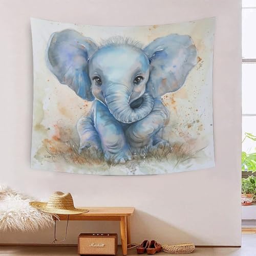 ICFGHJQRS Elephants 3D-Druck Wandteppich Poster Ornament Wandkunst Tapestry Zubehör Raumteiler Tapisserie für Schlafzimmer Wohnzimmer 150cmx200cm von ICFGHJQRS