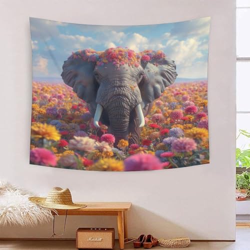 ICFGHJQRS Elephants 3D-Druck Wandteppich Poster Ornament Wandkunst Tapestry Zubehör Trennwände Wandteppich für Wohnkultur 100cmx150cm von ICFGHJQRS