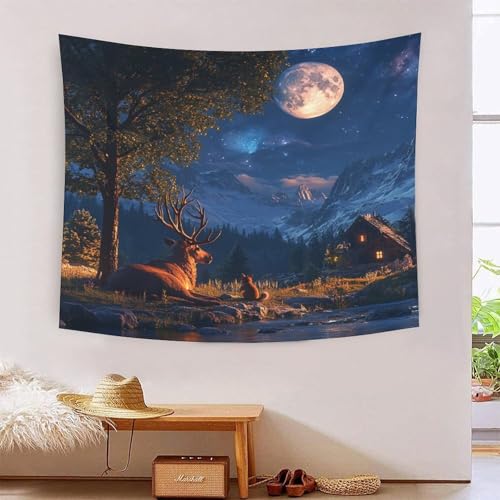 ICFGHJQRS Elk 3D-Druck Wandteppich Poster Ornament Wandkunst Tapestry Zubehör Raumteiler Tapisserie Für Wohnzimmer Schlafzimmer Schlafsaal 150cmx200cm von ICFGHJQRS
