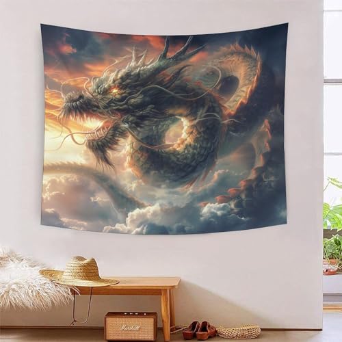 ICFGHJQRS Evil Dragon 3D-Druck Wandteppich Poster Ornament Wandkunst Tapestry Zubehör Raumteiler Wandteppich Verwendet im Schlafzimmer, Wohnzimmer, Tagesdecke, Wanddekoration 150cmx200cm von ICFGHJQRS