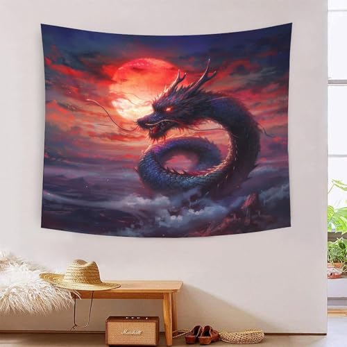 ICFGHJQRS Evil Dragon 3D-Druck Wandteppich Poster Ornament Wandkunst Tapestry Zubehör Raumteiler Wandteppich Verwendet im Schlafzimmer, Wohnzimmer, Tagesdecke, Wanddekoration 180cmx230cm von ICFGHJQRS