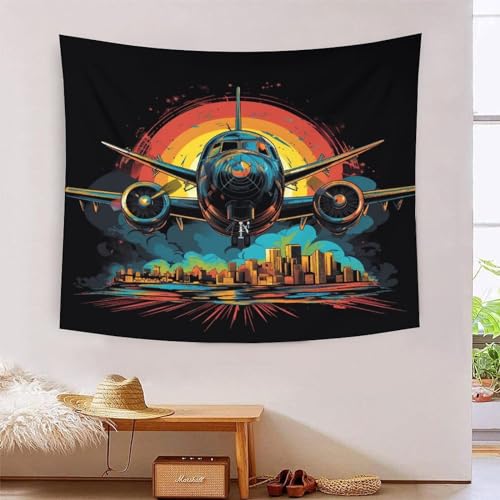 ICFGHJQRS Flugzeuge 3D-Druck Wandteppich Poster Wanddekoration Tapestry Zubehör Raumteiler Tapisserie Für Wohnzimmer Schlafzimmer 100cmx150cm von ICFGHJQRS