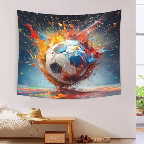 ICFGHJQRS Football 3D-Druck Wandteppich Poster Ornament Wandkunst Tapestry Zubehör Raumteiler Tapisserie Für Wohnzimmer Schlafzimmer 180cmx230cm von ICFGHJQRS