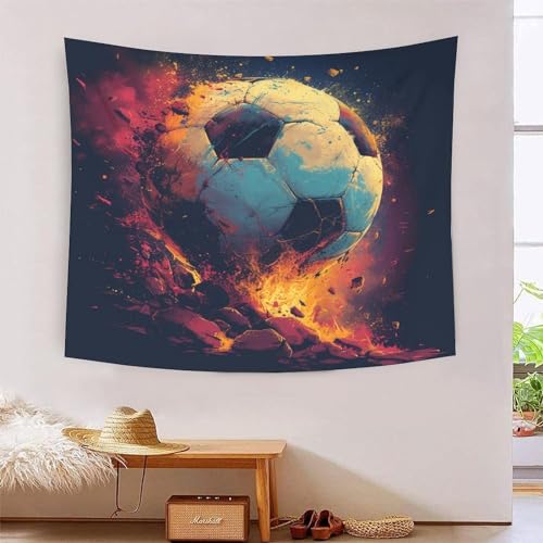 ICFGHJQRS Football 3D-Druck Wandteppich Poster Ornament Wandkunst Tapestry Zubehör Trennwände Wandteppich für Zuhause, Büro, Schlafsaal, Dekoration für Innen- und Außenbereich 150 cm x 200 cm von ICFGHJQRS