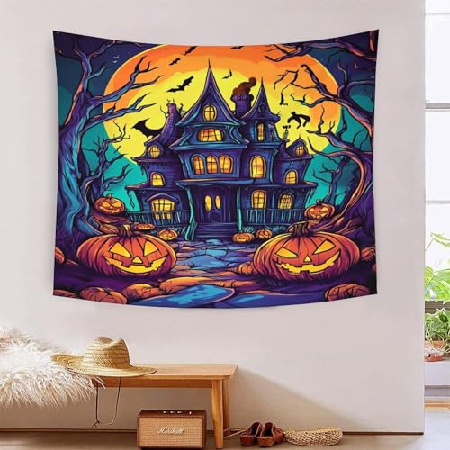 ICFGHJQRS Halloween Ancient Castle 3D-Druck Wandteppich Poster Ornament Wandbild Stoff Wand hängende Dekoration für Wohnkultur 130 cm x 150 cm von ICFGHJQRS