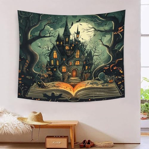 ICFGHJQRS Halloween Ancient Castle 3D-Druck Wandteppich Poster Wanddekoration Tapestry Zubehör Raumteiler Wandteppich für Schlafzimmer, Wohnzimmer, Schlafsaal 100cmx150cm von ICFGHJQRS