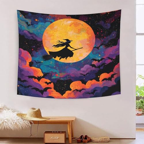 ICFGHJQRS Halloween Witch 3D-Druck Wandteppich Poster Ornament Wandkunst Tapestry Zubehör Trennwände Wandteppich Für Wohnzimmer Schlafzimmer 130cmx150cm von ICFGHJQRS