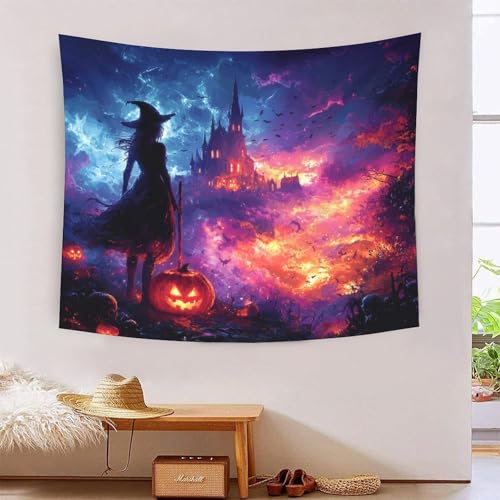 ICFGHJQRS Halloween Witch 3D-Druck Wandteppich Poster Wanddekoration Tapestry Stoff Wand hängende Dekoration für Schlafzimmer, Wohnzimmer, Schlafsaal 100 cm x 150 cm von ICFGHJQRS