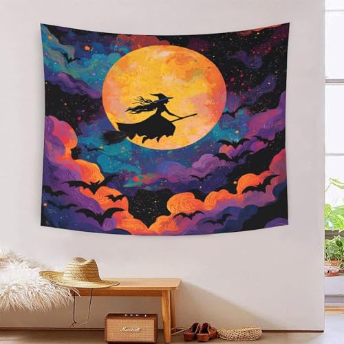 ICFGHJQRS Halloween Witch 3D-Druck Wandteppich Poster Wanddekoration Tapestry Stoff Wand hängende Dekoration für Schlafzimmer, Wohnzimmer, Schlafsaal und Schlafzimmer 150 cm x 200 cm von ICFGHJQRS