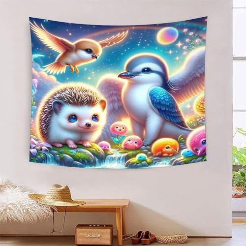 ICFGHJQRS Hedgehog 3D-Druck Wandteppich Poster Ornament Wandkunst Tapestry Stoff Wand hängende Dekoration für Schlafzimmer Wohnzimmer 150cmx200cm von ICFGHJQRS