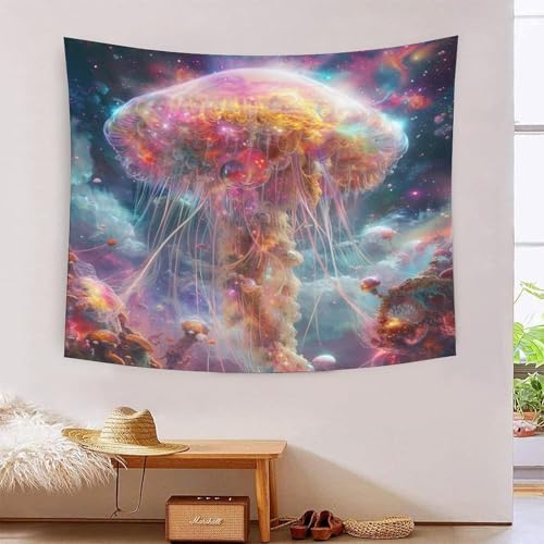 ICFGHJQRS Jellyfish 3D-Druck Wandteppich Poster Ornament Wandkunst Tapestry Zubehör Raumteiler Tapisserie Für Schlafzimmer, Wohnzimmer, Schlafsaal 130cmx150cm von ICFGHJQRS