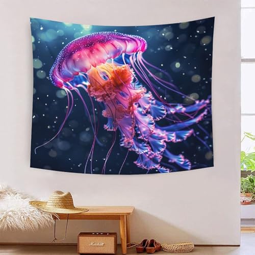 ICFGHJQRS Jellyfish 3D-Druck Wandteppich Poster Ornament Wandkunst Tapestry Zubehör Raumteiler Tapisserie Verwendet In Schlafzimmer, Wohnzimmer, Tagesdecke, Wanddekoration 180cmx230cm von ICFGHJQRS