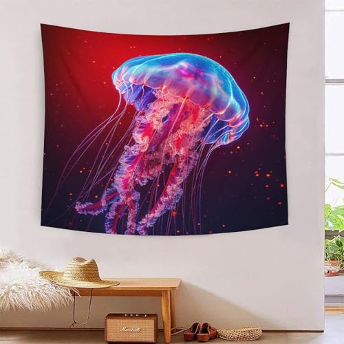 ICFGHJQRS Jellyfish 3D-Druck Wandteppich Poster Ornament Wandkunst Tapestry Zubehör Raumteiler Tapisserie für Schlafzimmer Wohnzimmer 130cmx150cm von ICFGHJQRS