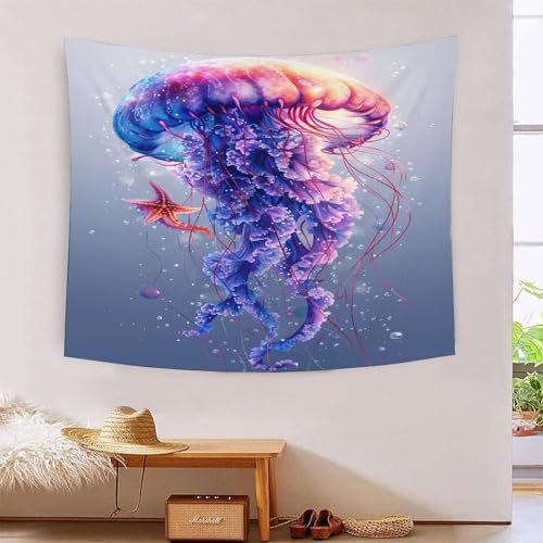 ICFGHJQRS Jellyfish 3D-Druck Wandteppich Poster Ornament Wandkunst Tapestry Zubehör Trennwände Tapisserie für Wohnkultur 180cmx230cm von ICFGHJQRS
