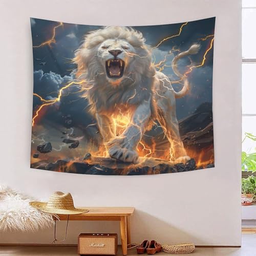 ICFGHJQRS Lion 3D-Druck Wandteppich Poster Ornament Wandkunst Tapestry Zubehör Raumteiler Tapisserie Für Wohnzimmer Schlafzimmer Schlafsaal 100cmx150cm von ICFGHJQRS