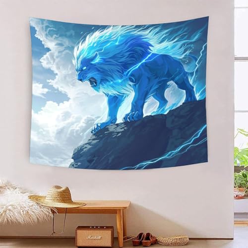 ICFGHJQRS Lion 3D-Druck Wandteppich Poster Ornament Wandkunst Tapestry Zubehör Raumteiler Tapisserie für Schlafzimmer Wohnzimmer 100cmx150cm von ICFGHJQRS