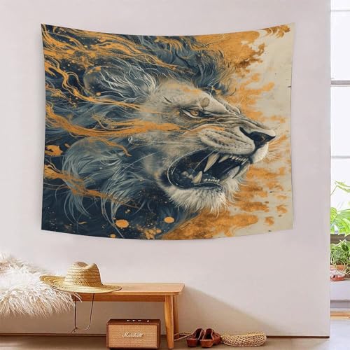 ICFGHJQRS Lion 3D-Druck Wandteppich Poster Wanddekoration Tapestry Zubehör Raumteiler Tapisserie für Schlafzimmer Wohnzimmer 150cmx200cm von ICFGHJQRS