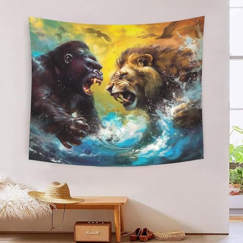 ICFGHJQRS Lion 3D-Druck Wandteppich Poster Wanddekoration Tapestry Zubehör Trennwände Wandteppich Für Wohnzimmer Schlafzimmer 150cmx200cm von ICFGHJQRS
