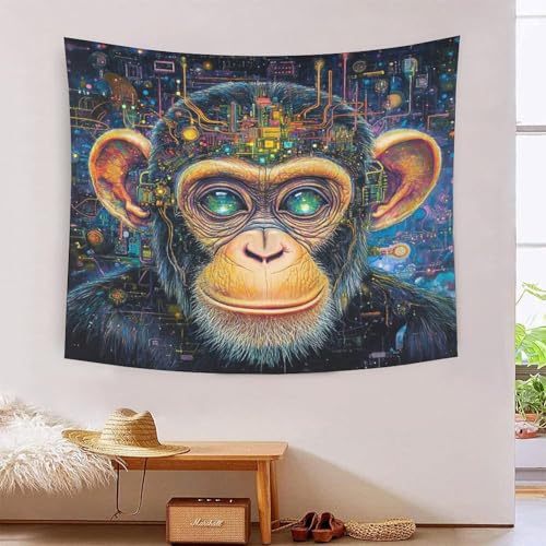 ICFGHJQRS Monkey 3D-Druck Wandteppich Poster Ornament Wandkunst Tapestry Stoff Wand hängende Dekoration für Schlafzimmer Wohnzimmer 180 x 230 cm von ICFGHJQRS
