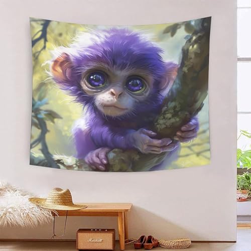 ICFGHJQRS Monkey 3D-Druck Wandteppich Poster Ornament Wandkunst Tapestry Zubehör Raumteiler Wandteppich für Schlafzimmer, Wohnzimmer, Schlafsaal und Schlafzimmer 100cmx150cm von ICFGHJQRS