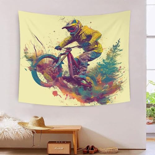 ICFGHJQRS Mountain Bike 3D-Druck Wandteppich Poster Ornament Wandkunst Tapestry Zubehör Trennwände Wandteppich für Wohnkultur 130 cm x 150 cm von ICFGHJQRS