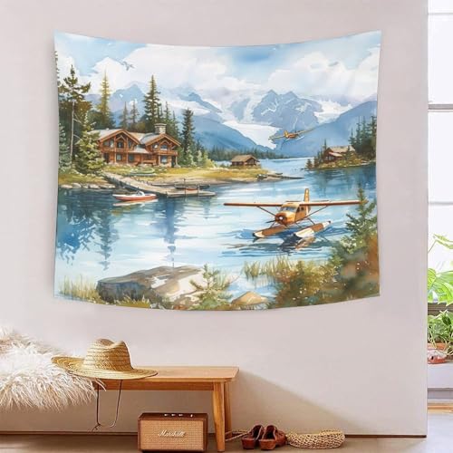 ICFGHJQRS Mountain Cottage 3D-Druck Wandteppich Poster Ornament Wandkunst Tapestry Zubehör Raumteiler Tapisserie Für Wohnzimmer Schlafzimmer Schlafsaal 100cmx150cm von ICFGHJQRS