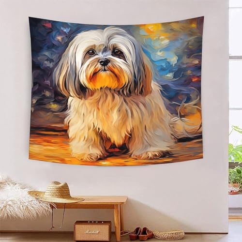 ICFGHJQRS Oil Painting Dog 3D-Druck Wandteppich Poster Ornament Wandkunst Tapestry Zubehör Trennwände Wandteppich für Wohnkultur 180cmx230cm von ICFGHJQRS
