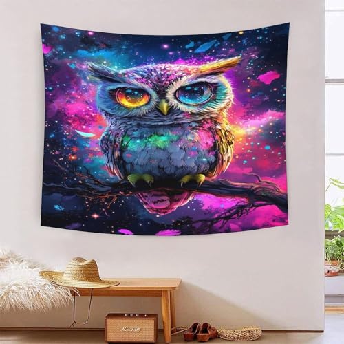 ICFGHJQRS Owl 3D-Druck Wandteppich Poster Ornament Wandkunst Tapestry Zubehör Raumteiler Wandteppich Verwendet im Schlafzimmer, Wohnzimmer, Tagesdecke, Wanddekoration 100cmx150cm von ICFGHJQRS
