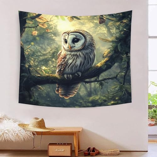 ICFGHJQRS Owl 3D-Druck Wandteppich Poster Ornament Wandkunst Tapestry Zubehör Trennwände Wandteppich für Wohnkultur 150cmx200cm von ICFGHJQRS
