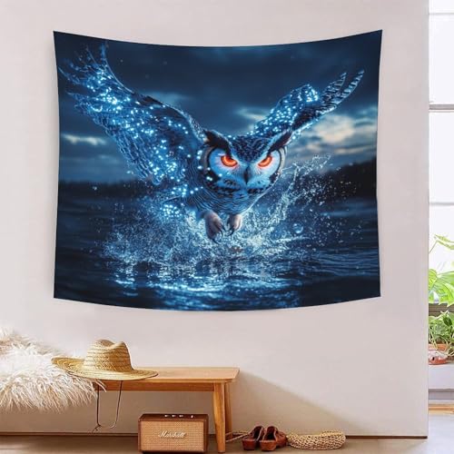ICFGHJQRS Owl 3D-Druck Wandteppich Poster Wanddekoration Tapestry Zubehör Raumteiler Wandteppich Verwendet in Schlafzimmer, Wohnzimmer, Tagesdecke, Wanddekoration 150cmx200cm von ICFGHJQRS