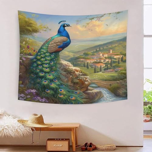 ICFGHJQRS Peacock 3D-Druck Wandteppich Poster Ornament Wandkunst Tapestry Zubehör Raumteiler Wandteppich Verwendet im Schlafzimmer, Wohnzimmer, Tagesdecke, Wanddekoration 150cmx200cm von ICFGHJQRS