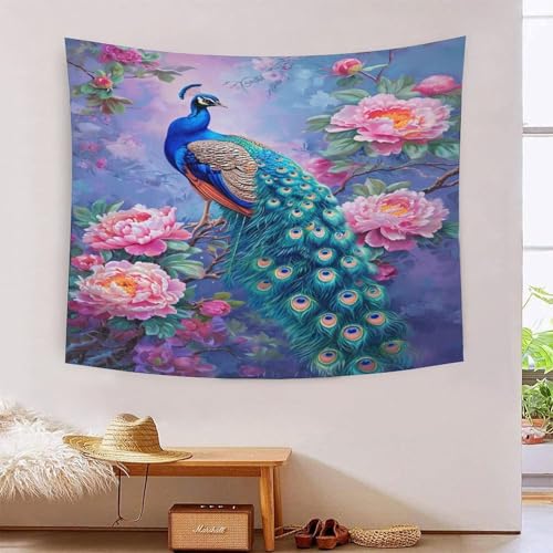 ICFGHJQRS Peacock 3D-Druck Wandteppich Poster Wanddekoration Tapestry Zubehör Raumteiler Wandteppich für Schlafzimmer, Wohnzimmer, Schlafsaal 100cmx150cm von ICFGHJQRS