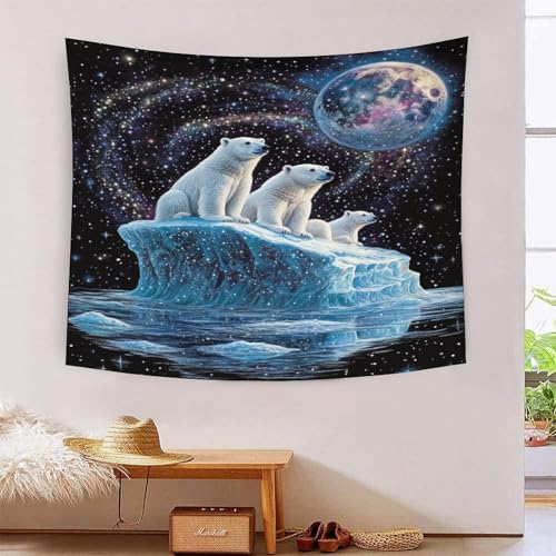 ICFGHJQRS Polar Bear 3D-Druck Wandteppich Poster Wanddekoration Tapestry Zubehör Trennwände Tapisserie Für Wohnzimmer Schlafzimmer 100cmx150cm von ICFGHJQRS