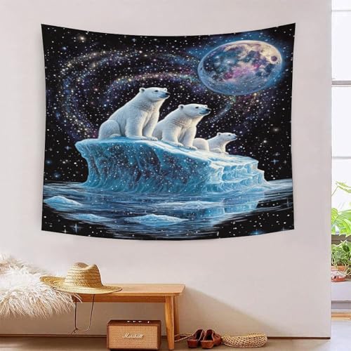 ICFGHJQRS Polar Bear 3D-Druck Wandteppich Poster Wanddekoration Tapestry Zubehör Trennwände Tapisserie Für Wohnzimmer Schlafzimmer 150cmx200cm von ICFGHJQRS