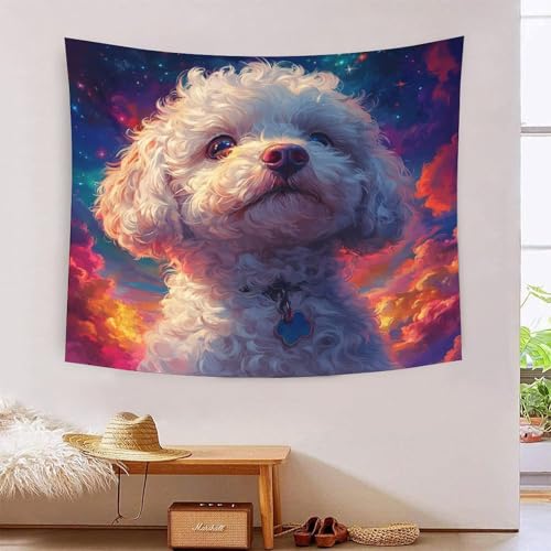 ICFGHJQRS Poodle 3D-Druck Wandteppich Poster Ornament Wandkunst Tapestry Zubehör Raumteiler Wandteppich Verwendet im Schlafzimmer, Wohnzimmer, Tagesdecke, Wanddekoration 150cmx200cm von ICFGHJQRS