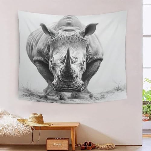 ICFGHJQRS Rhinoceros 3D-Druck Wandteppich Poster Wanddekoration Tapestry Zubehör Raumteiler Tapisserie Für Schlafzimmer, Wohnzimmer, Schlafsaal 130cmx150cm von ICFGHJQRS