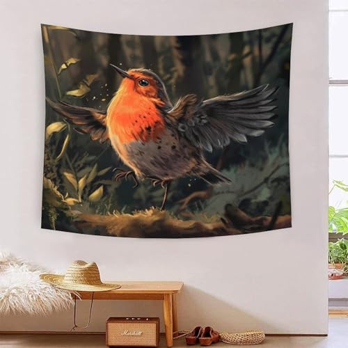 ICFGHJQRS Robin Bird 3D-Druck Wandteppich Poster Wanddekoration Tapestry Zubehör Raumteiler Wandteppich Verwendet im Schlafzimmer, Wohnzimmer, Tagesdecke, Wanddekoration 150 cm x 200 cm von ICFGHJQRS