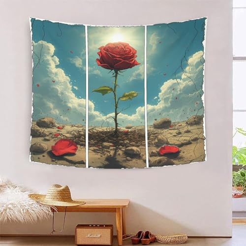 ICFGHJQRS Rose Druck 3D Wandteppich Poster Ornament Wandkunst Tapestry Stoff Wand hängende Dekoration Verwendet in Schlafzimmer, Wohnzimmer, Tagesdecke, Wanddekoration 150cmx200cm von ICFGHJQRS