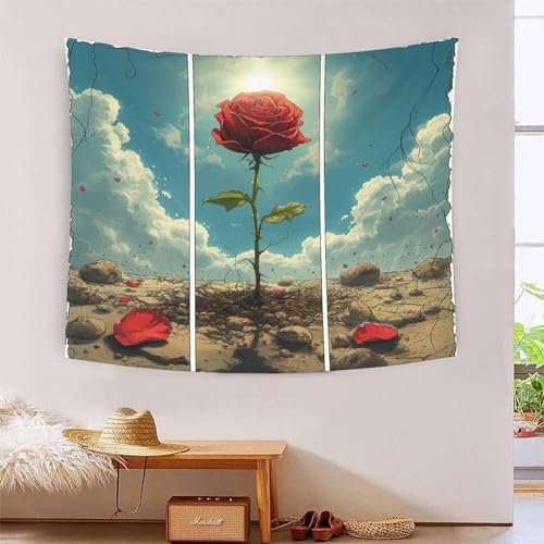 ICFGHJQRS Rose Druck 3D Wandteppich Poster Wanddekoration Tapestry Zubehör Raumteiler Tapisserie Für Wohnzimmer Schlafzimmer Schlafsaal 100cmx150cm von ICFGHJQRS
