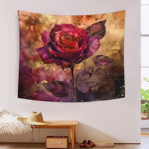 ICFGHJQRS Rose Druck 3D Wandteppich Poster Wanddekoration Tapestry Zubehör Trennwände Wandteppich für Wohnkultur 100 cm x 150 cm von ICFGHJQRS