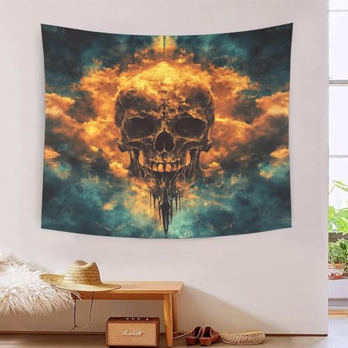 ICFGHJQRS Schädel 3D-Druck Wandteppich Poster Ornament Wandkunst Tapestry Zubehör Raumteiler Tapisserie Für Wohnzimmer Schlafzimmer 130cmx150cm von ICFGHJQRS