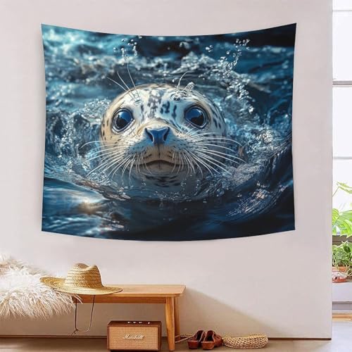 ICFGHJQRS Seal 3D-Druck Wandteppich Poster Wanddekoration Tapestry Zubehör Raumteiler Wandteppich Verwendet in Schlafzimmer, Wohnzimmer, Tagesdecke, Wanddekoration 150 cm x 200 cm von ICFGHJQRS