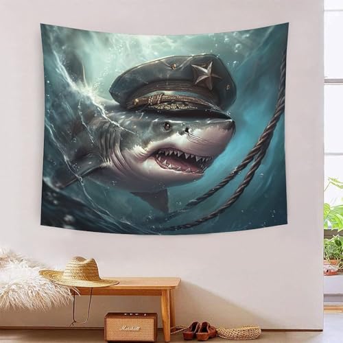 ICFGHJQRS Shark 3D-Druck Wandteppich Poster Ornament Wandkunst Tapestry Zubehör Raumteiler Tapisserie für Schlafzimmer Wohnzimmer 150cmx200cm von ICFGHJQRS