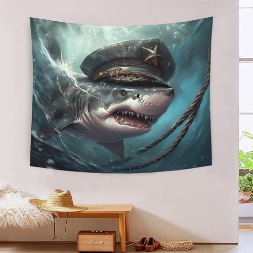 ICFGHJQRS Shark 3D-Druck Wandteppich Poster Wanddekoration Tapestry Zubehör Raumteiler Tapisserie Für Schlafzimmer, Wohnzimmer, Schlafsaal Und Schlafzimmer 130cmx150cm von ICFGHJQRS