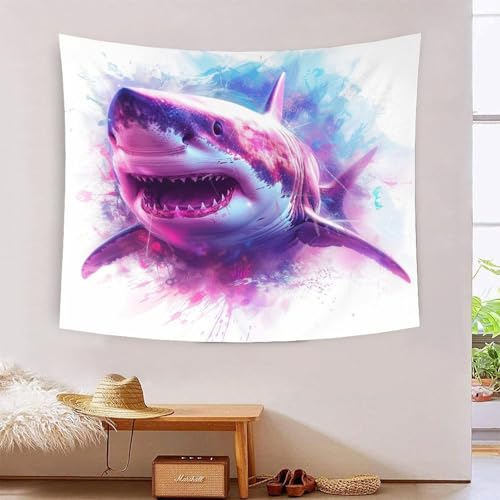 ICFGHJQRS Shark 3D-Druck Wandteppich Poster Wanddekoration Tapestry Zubehör Raumteiler Tapisserie Für Wohnzimmer Schlafzimmer Schlafsaal 150cmx200cm von ICFGHJQRS