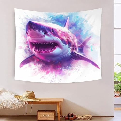 ICFGHJQRS Shark 3D-Druck Wandteppich Poster Wanddekoration Tapestry Zubehör Raumteiler Tapisserie für Schlafzimmer Wohnzimmer 100cmx150cm von ICFGHJQRS