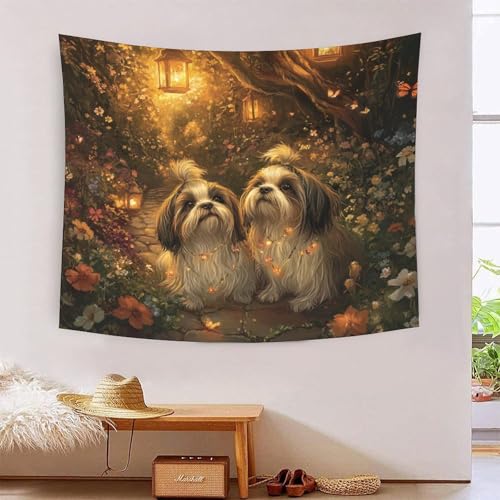 ICFGHJQRS Shih Tzu 3D-Druck Wandteppich Poster Ornament Wandkunst Tapestry Zubehör Raumteiler Tapisserie Für Schlafzimmer, Wohnzimmer, Schlafsaal 150cmx200cm von ICFGHJQRS