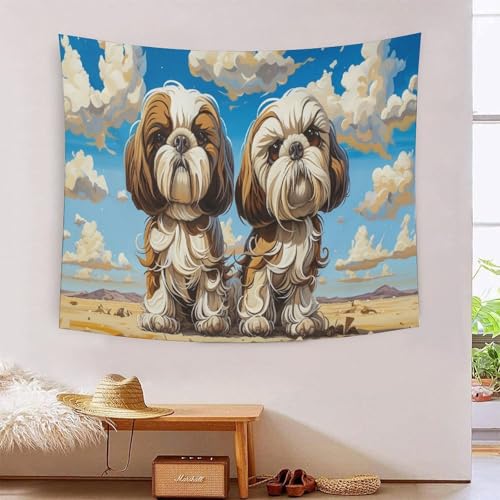 ICFGHJQRS Shih Tzu 3D-Druck Wandteppich Poster Wanddekoration Tapestry Zubehör Trennwände Tapisserie für Wohnkultur 180 cm x 230 cm von ICFGHJQRS