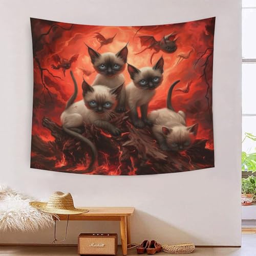 ICFGHJQRS Siamese Cat 3D-Druck Wandteppich Poster Wanddekoration Tapestry Zubehör Raumteiler Wandteppich für Wohnzimmer Schlafzimmer Schlafsaal 130cmx150cm von ICFGHJQRS